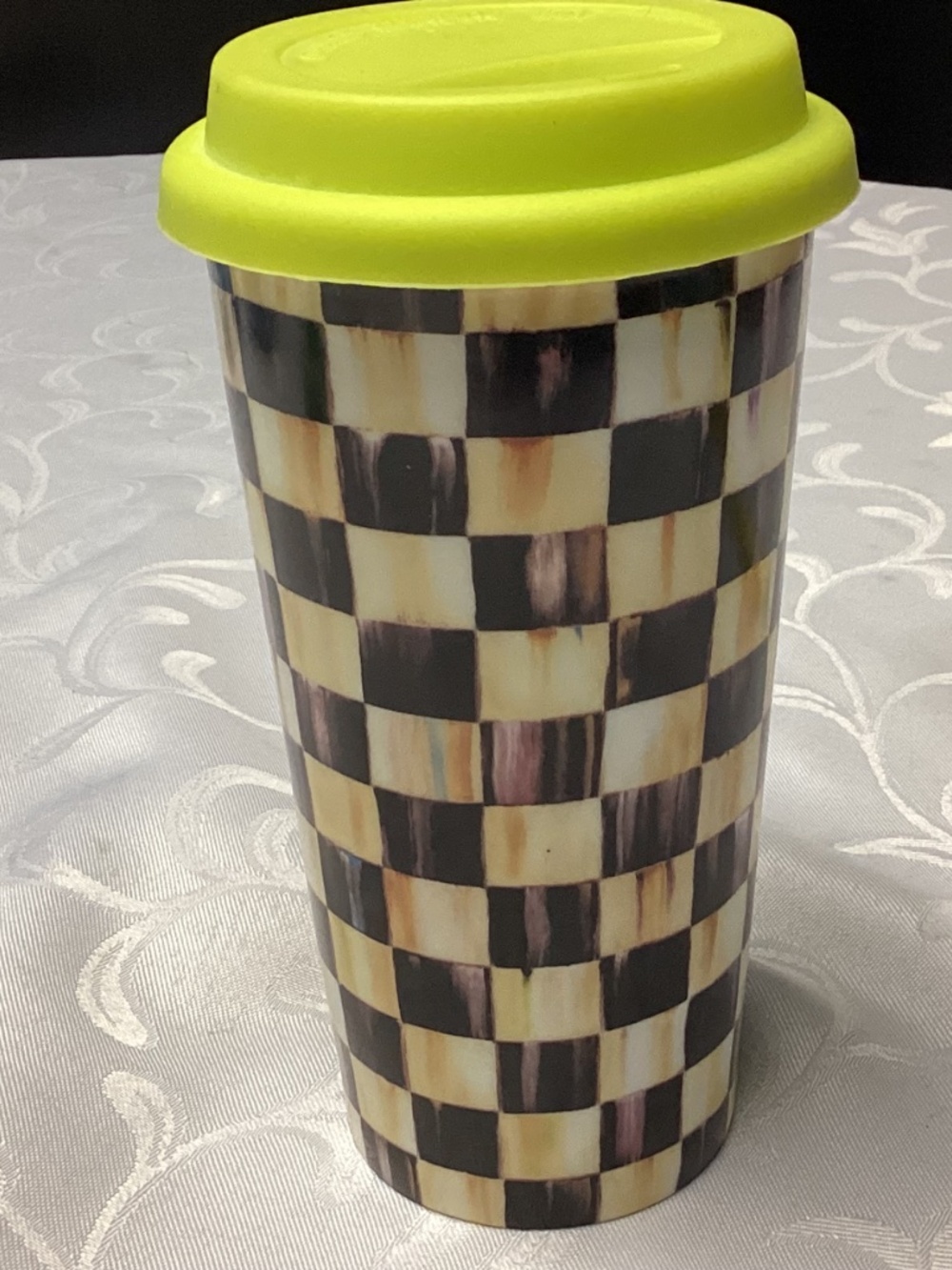 Mackenzie-Childs COURTLEY   CHECK Ceramic Travel Mug with Silicone Lid - Picture 3 of 8